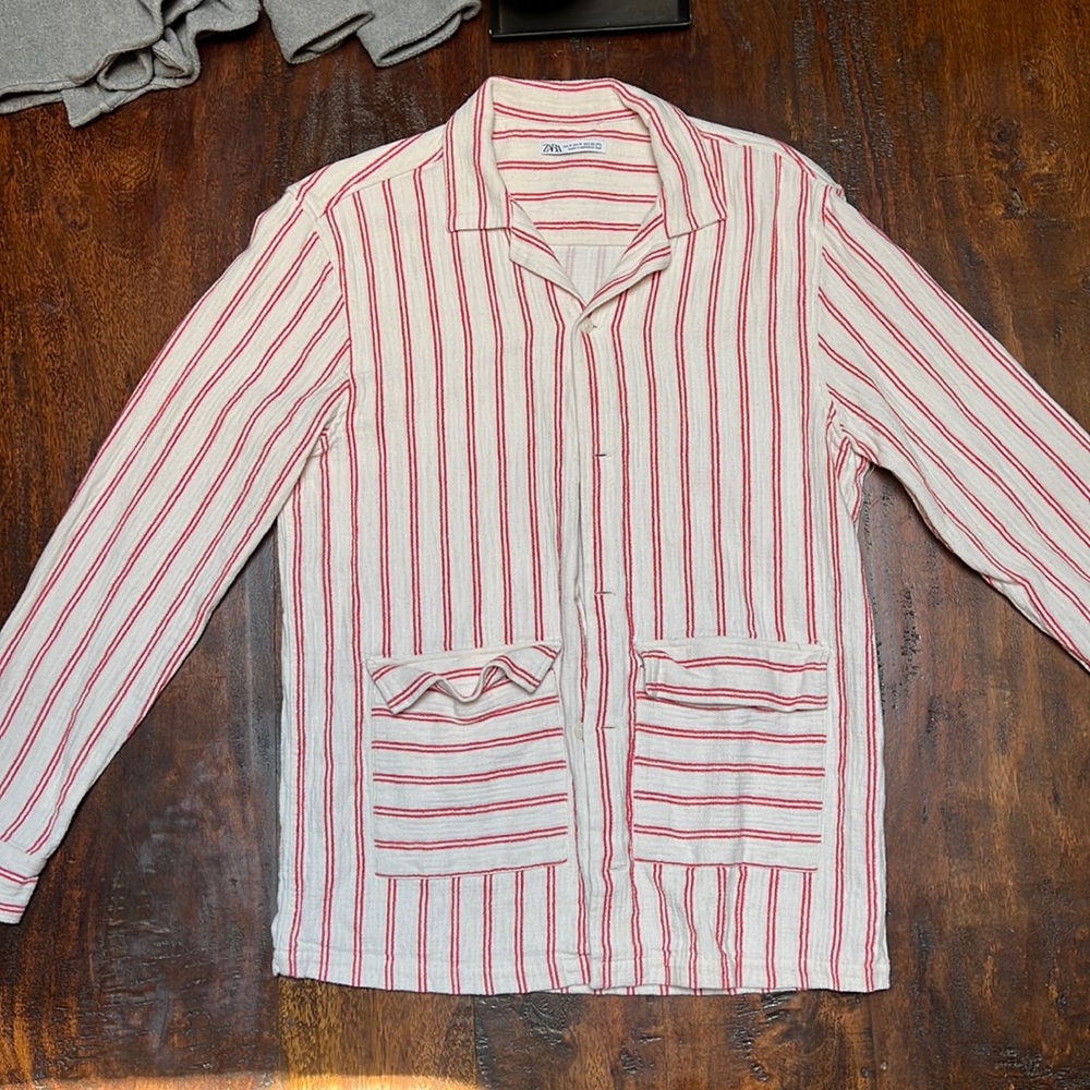 Mens Zara Long Sleeve Button-up Canvas Shirt